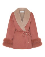Pink Wool Jacket with Fox Fur