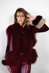 Shearling and Leather Vest - Wine