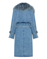 Denim and Shearling Trench Coat