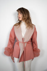 Pink Wool Jacket with Fox Fur