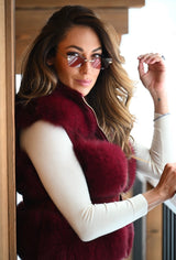 Classic Winter Vest Fur in Wine