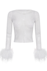 Feather Evening Top in White