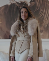 Leather and Fur Jacket - Coffee Cream