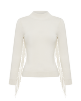 Cashmere Tassle Top - White